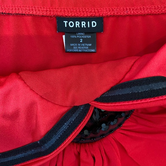 Sold TORRID RED black medallion BABYDOLL TUBE TOP - Picture 7 of 10
